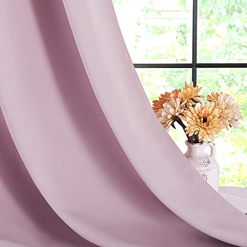 NICETOWN Blackout Curtains 34"W x 70"L, Thermal Insulated Drapes, Baby Pink