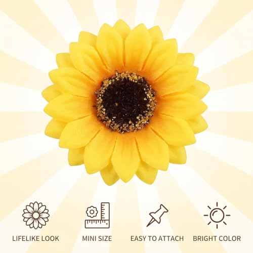 100Pcs 1.5-Inch Artificial Mini Sunflower Heads for DIY Crafts & Decor