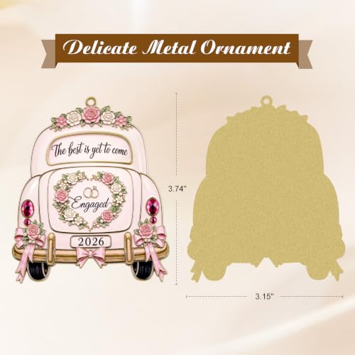 Engagement Ornament for Couples 2026 - Wedding Car Design with Crystals - Variation 02