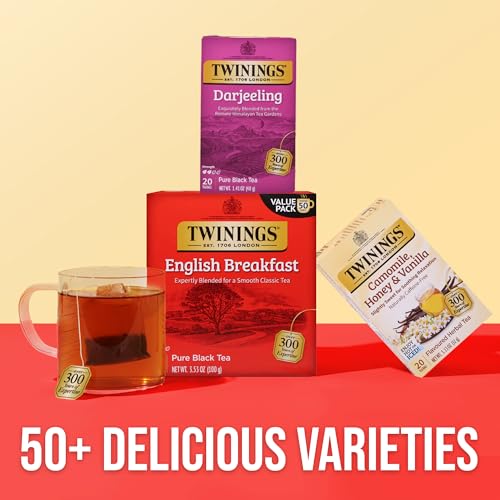 Twinings Darjeeling Black Tea Bags - Light, Delicate Flavor, 20 Count