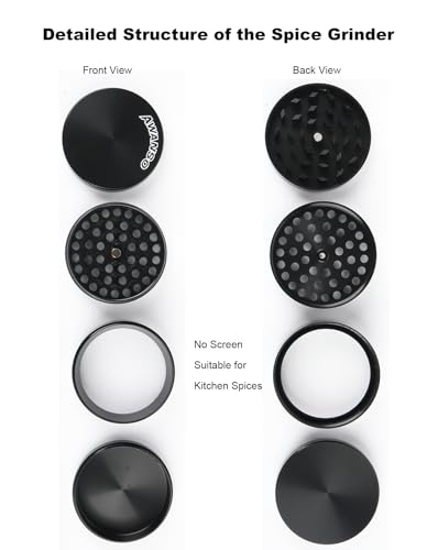 Awanso 2.5" Zinc Alloy Chili Spice Grinder, Durable Screen-Free Kitchen Tool