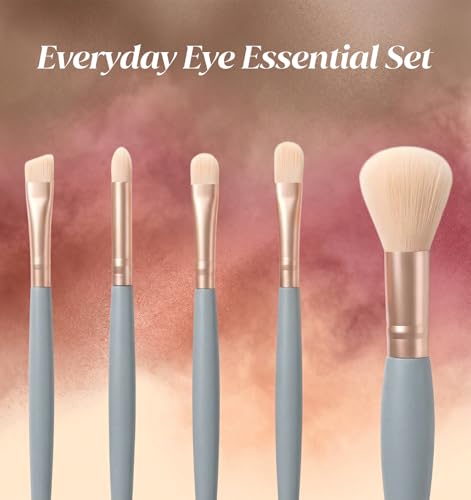 5-Piece Travel Makeup Brush Set with Mirror, Portable Soft Eyeshadow Brushes