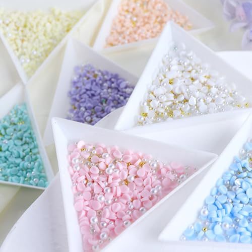 150Pcs 3D Floral Resin Nail Charms with Pearls and Rhinestones for Spring Summer Acrylic Nails