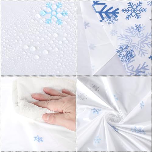 3 Pcs Bright Winter Snowflake Plastic Tablecloth for Christmas & Holiday