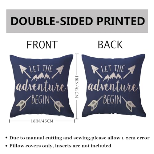 Blue Mountain Adventure Throw Pillow Cover - 18x18 Inch Decorative Cushion