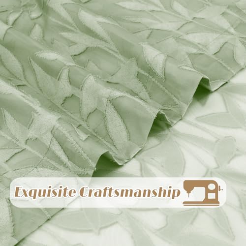 Gwine Sage Green Sheer Curtains, 84 Inch Length, 2 Panels Set