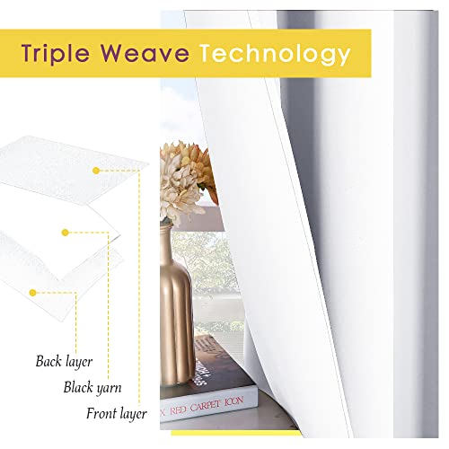 NICETOWN White Thermal Insulated Curtains, Set of 2, W34 x L60