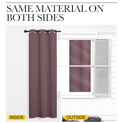 NICETOWN Thermal Insulated Blackout Curtain, 34x63in, Dry Rose