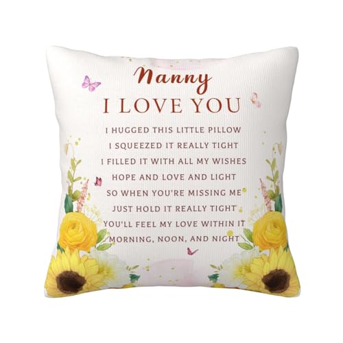 Best Nanny Ever Throw Pillow Cover, 18x18 Inch Decorative Gift for Grandma