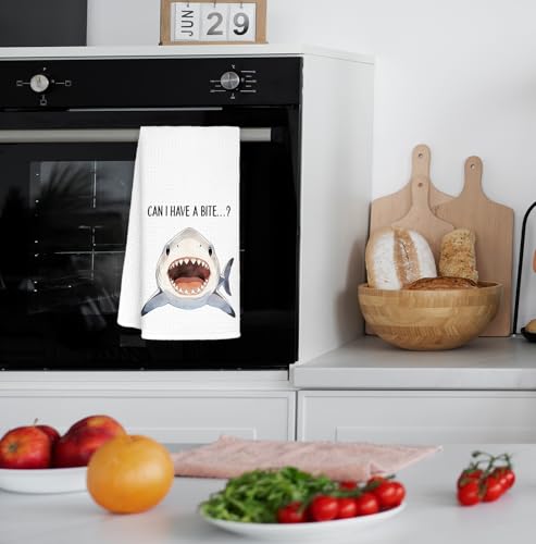 Cute Shark Kitchen Towels - 16x24 Inch Decorative Hand Towels