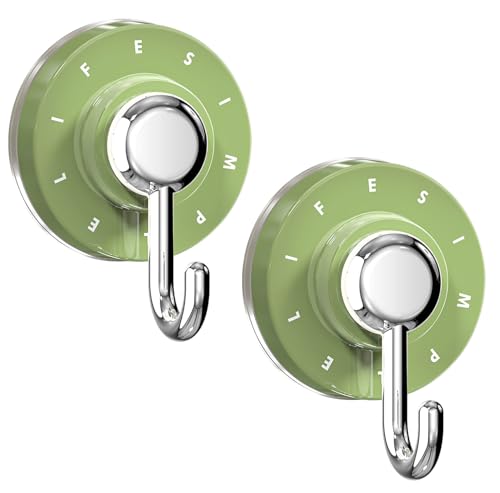Heavy Duty Suction Cup Hooks - 2 Pack Green Towel Holders