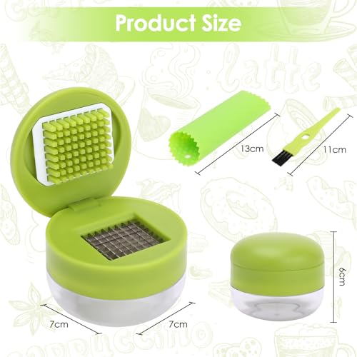 2-Piece Stainless Steel Garlic Press Set with Peeler for Ginger and Nuts