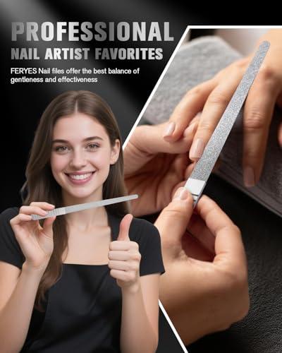 FERYES Stainless Steel Double-Sided Nail File with Anti-Slip Handle
