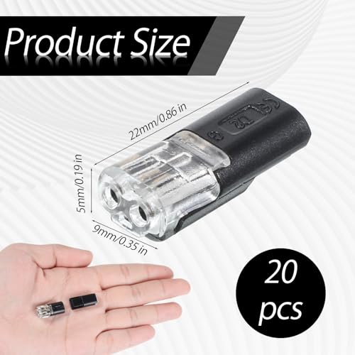 20PCS Double Wire Plug Connector for LED Strip Lights - No-Stripping Quick Splice Clips