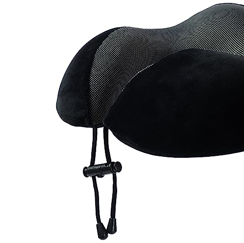 Makimoo Black Memory Foam Travel Pillow with 360° Support