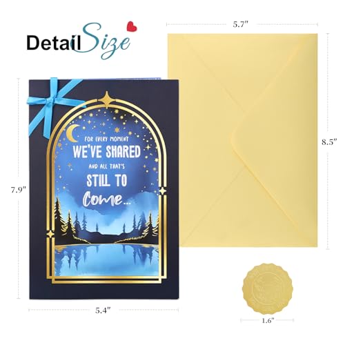 Romantic Happy Birthday Card for Husband or Wife with Gold Foil Ribbon