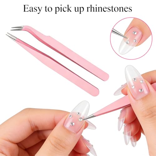 Nail Art Rhinestone Picker Tool Kit with Wax Tips and Tweezers