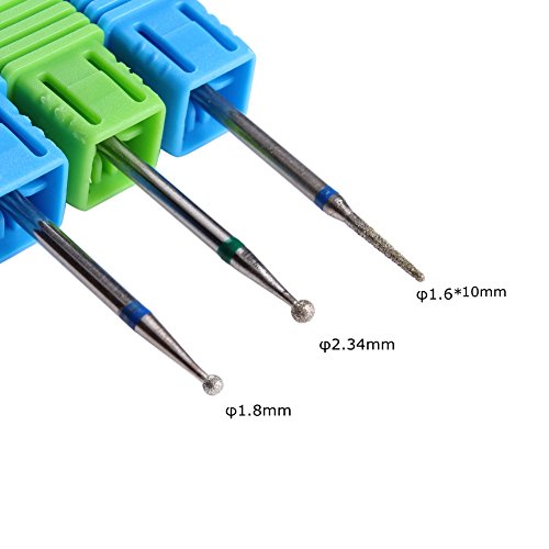 3PCS Diamond Cuticle Nail Drill Bits Rotary Burrs Set