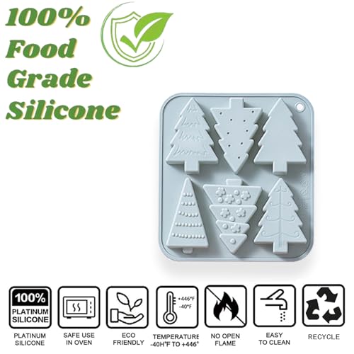 Christmas Tree Silicone Molds 6 Cavity Set - Holiday Baking & Candy Making