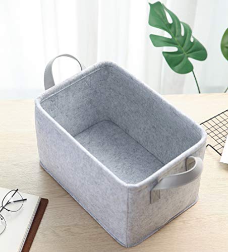 Minoisome Collapsible Felt Storage Basket with Handles - Light Grey