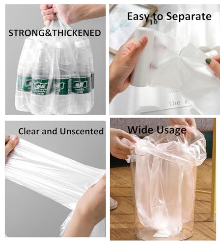 2 Gallon Clear Trash Bags - Thick & Unscented Garbage Bags, 100 Count