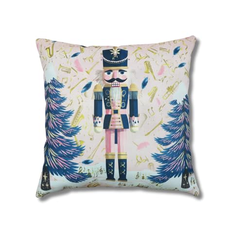 TSIMPLE Nutcracker Pillow Cover 18x18 Inch Christmas Throw Pillowcase with Linen & Polyester