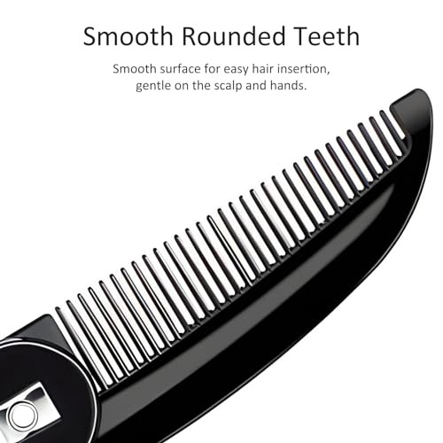 Kootinn 4-Pack Folding Mustache Comb - Handmade Metal Pocket Grooming Tool