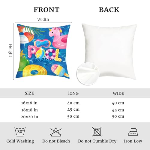 Joymaison 18x18 Velvet Throw Pillow Covers - Summer Pool Party Set of 4