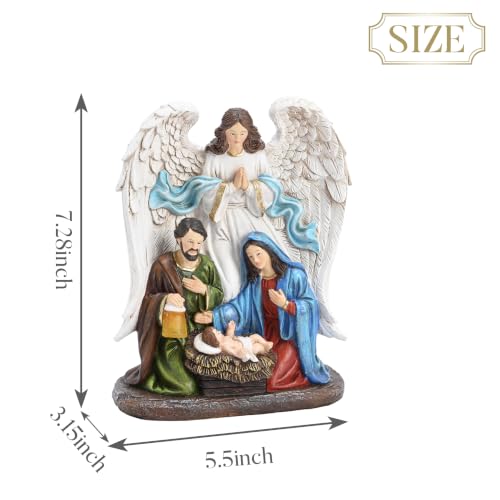 Valery Madelyn Christmas Nativity Scene with LED Light - Red Gold, 7.3"