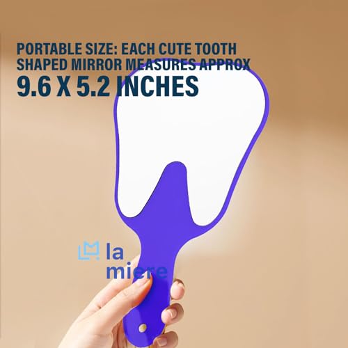 LA MIERE Tooth Shaped Handheld Dental Mirror, Purple