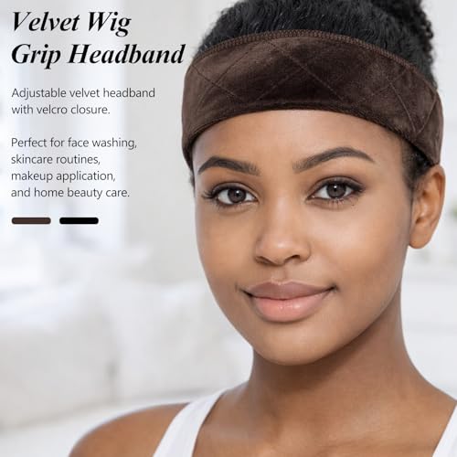 Adjustable Velvet Wig Grip Headband 2-Pack Non-Slip Wig Band