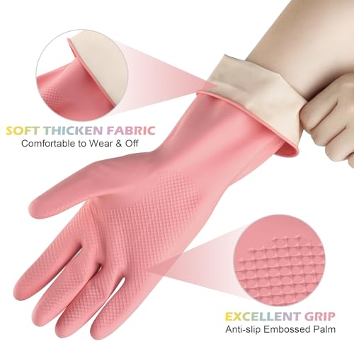 Reusable Rubber Cleaning Gloves - 4 Color Set for Dishwashing & Household Chores