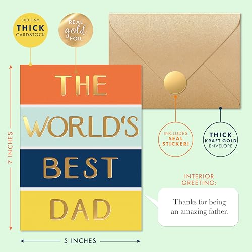 Premium Father's Day Card 5x7 with Gold Foil & Envelope