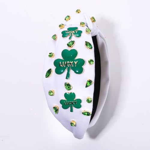 St. Patrick's Day Green Shamrock Rhinestone Knotted Headband