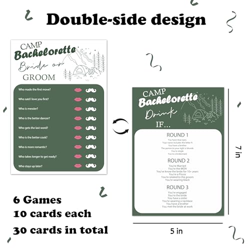 Green Bachelorette Party Games Set - Bridal Shower & Girls Night Favors