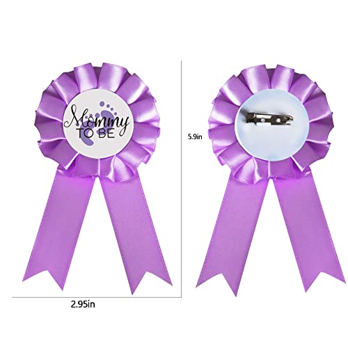 Mommy and Daddy to Be Gender Reveal Badge Pins - Purple Set of 2