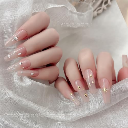 Star Nail Charms 400 PCS Gold and Silver Metallic 3D Nail Art Studs