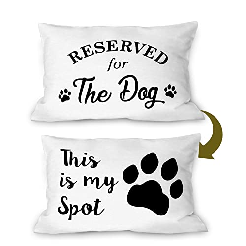 Burosev Reversible Pet Paw Pillow Cover - Funny Dog Lover Decor 12x20 Inch