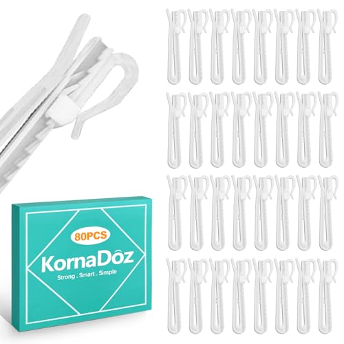 80-Piece Adjustable Pinch Pleat Curtain Hooks - 85mm Plastic Drapery Hooks