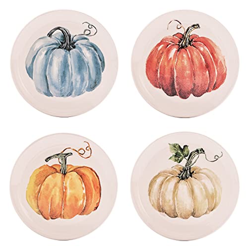 Bico Pumpkin Feast Salad Plates Set of 4 - 8.75 Inch Ceramic Dinnerware for Salad & Appetizers