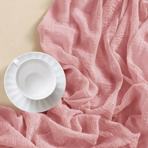 Pink Cheesecloth Table Runner 10ft 3 Pack - Boho Wedding Decor