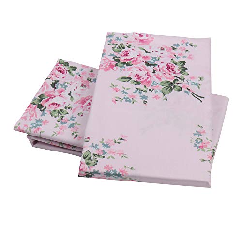 2 Pack Pink Floral Pillowcases - 100% Cotton, 600 Thread Count, 20x30 in