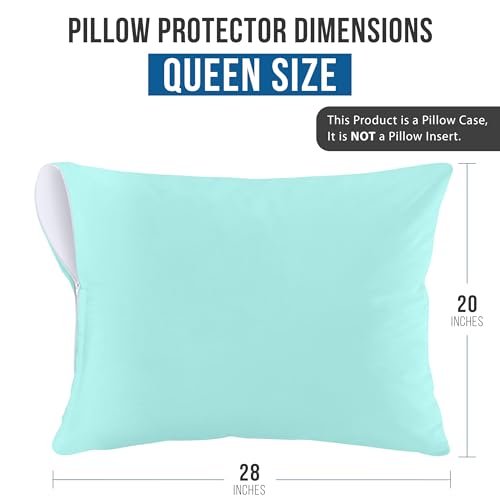 Queen Size Pillow Protectors with Zipper - Set of 2, Waterproof & Dust Mite Proof