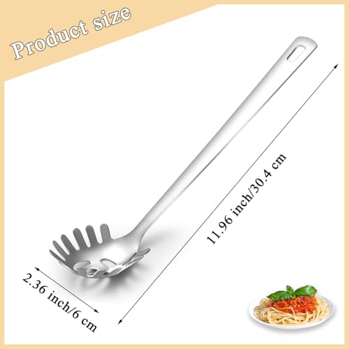 ReaNea Stainless Steel Spaghetti Spoon - Silver, Ergonomic & Dishwasher Safe