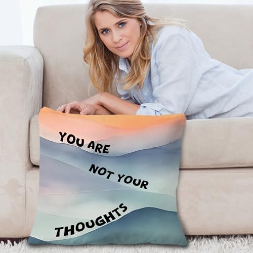 Mental Health Throw Pillow Cover Inspirational Mindfulness 18x18 Flannel