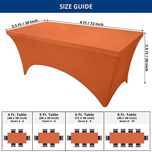Utopia Kitchen 6ft Spandex Table Cloth - 2 Pack, Orange Stretch Cover