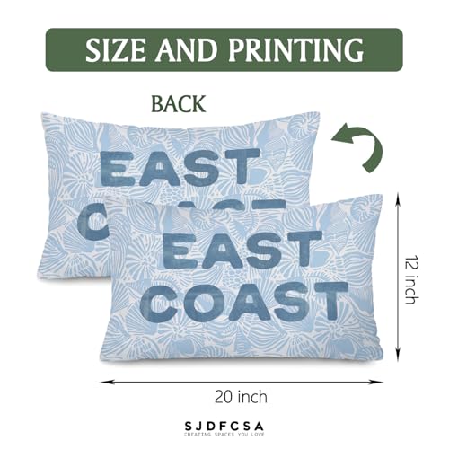 Blue Seashell Coastal Beach Pillow Cover 12x20 - East Coast Beach Decor, Preppy Throw Pillowcase, Coastal Bedroom & Couch Accent - Coast-east Coast-seashell-blue