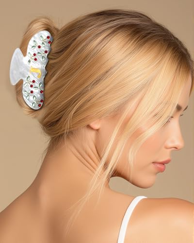 CHLINS Initial Cherry Hair Claw Clip – Rhinestone Monogram Letter J