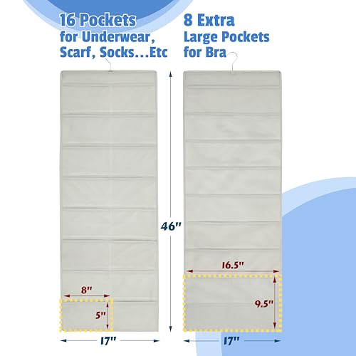 24-Pocket Double-Sided Hanging Closet Organizer for Bras & Underwear