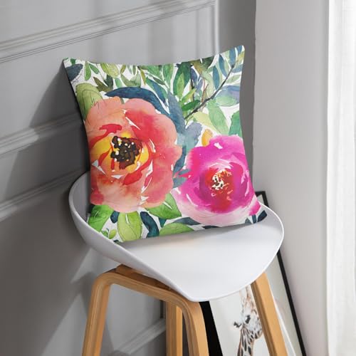 Emvency 20x20 Inch Boho Velvet Body Pillow Cover with Zipper - Pink Floral